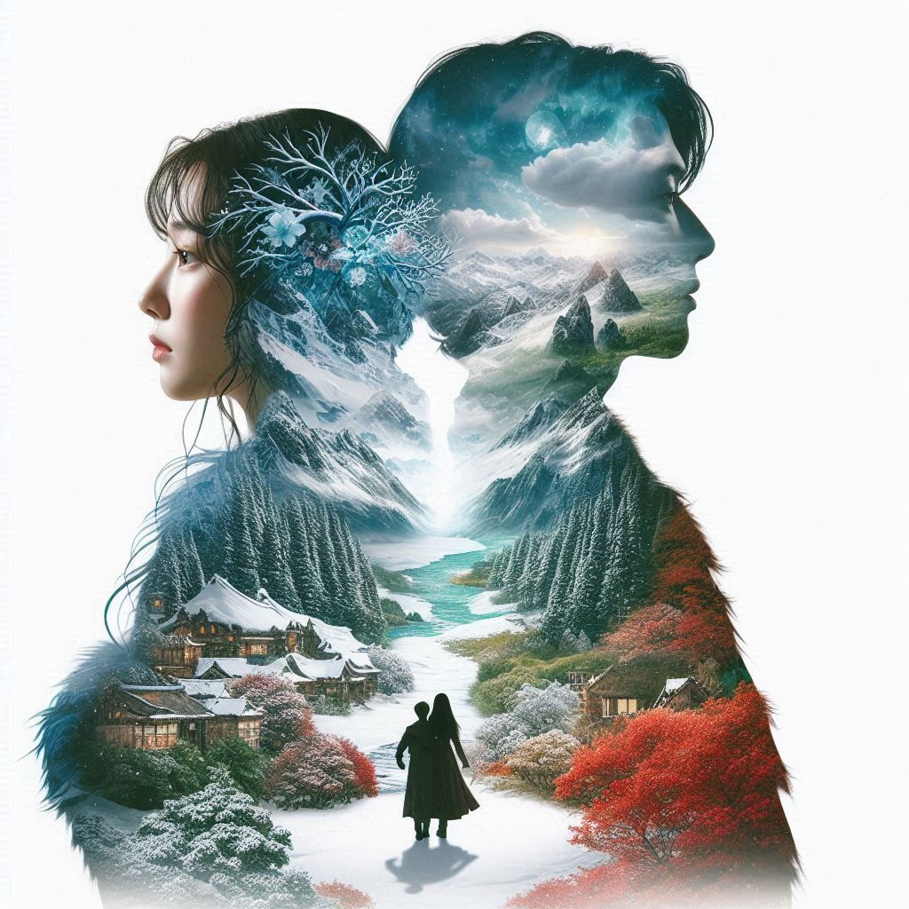 Double exposure couple Portrait