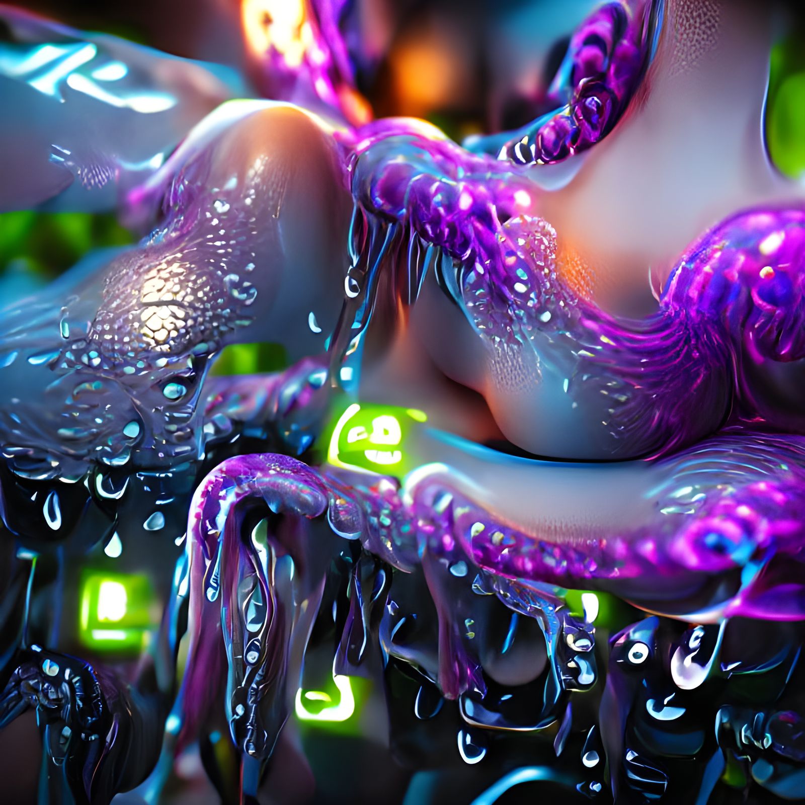 Wet glistening tentacles 8k resolution 8K 3D artwork beautif...