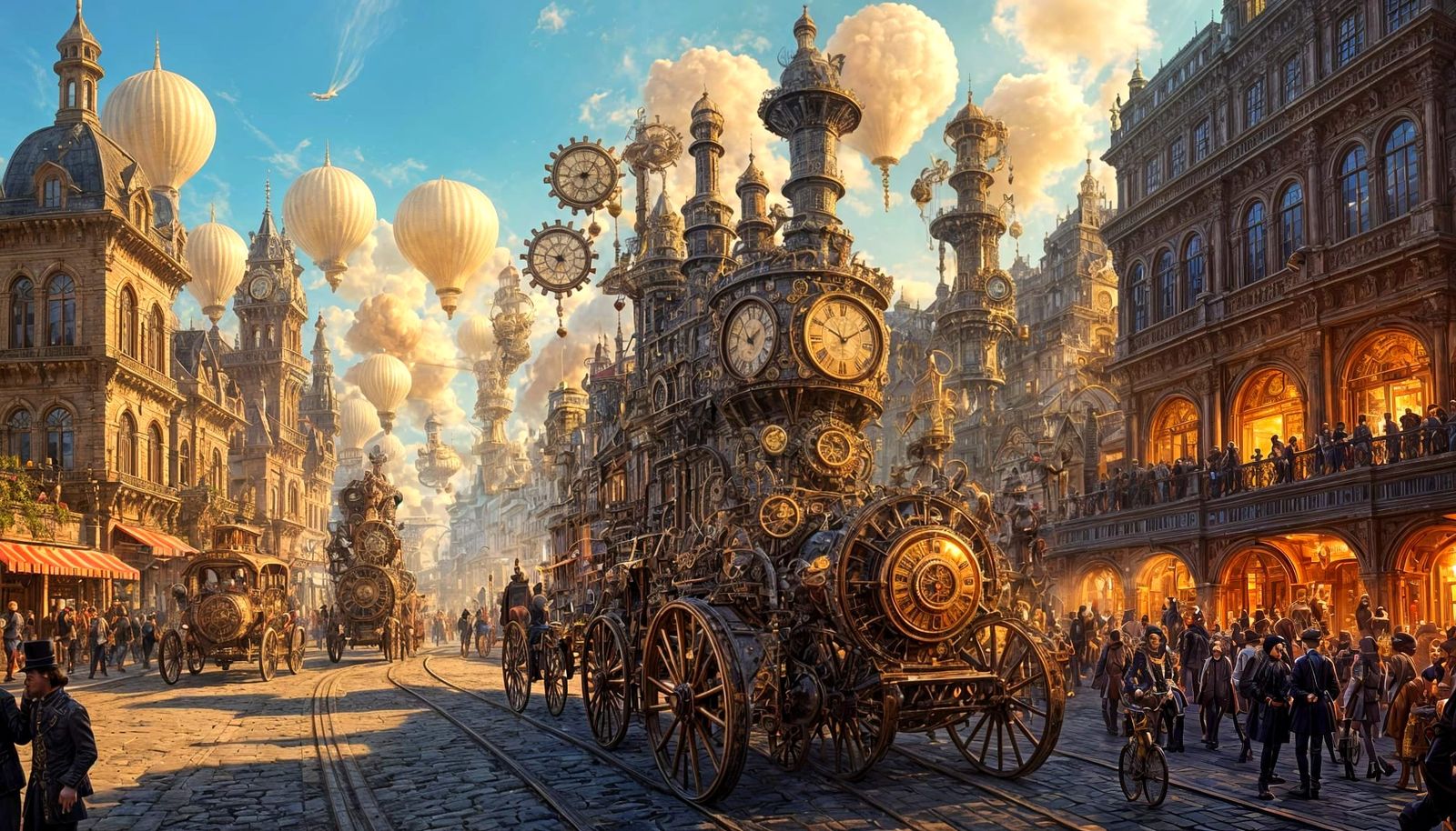 A grand parade for 'Day of the Clockwork Heart', a holiday dedicated to mechanical beings. Elaborate, ...  by @Carlos