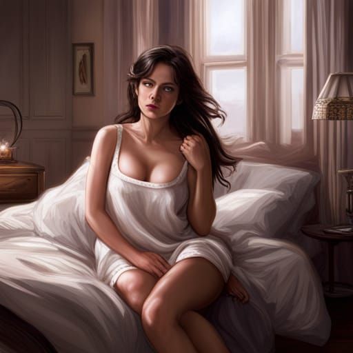 Woman on bed. .