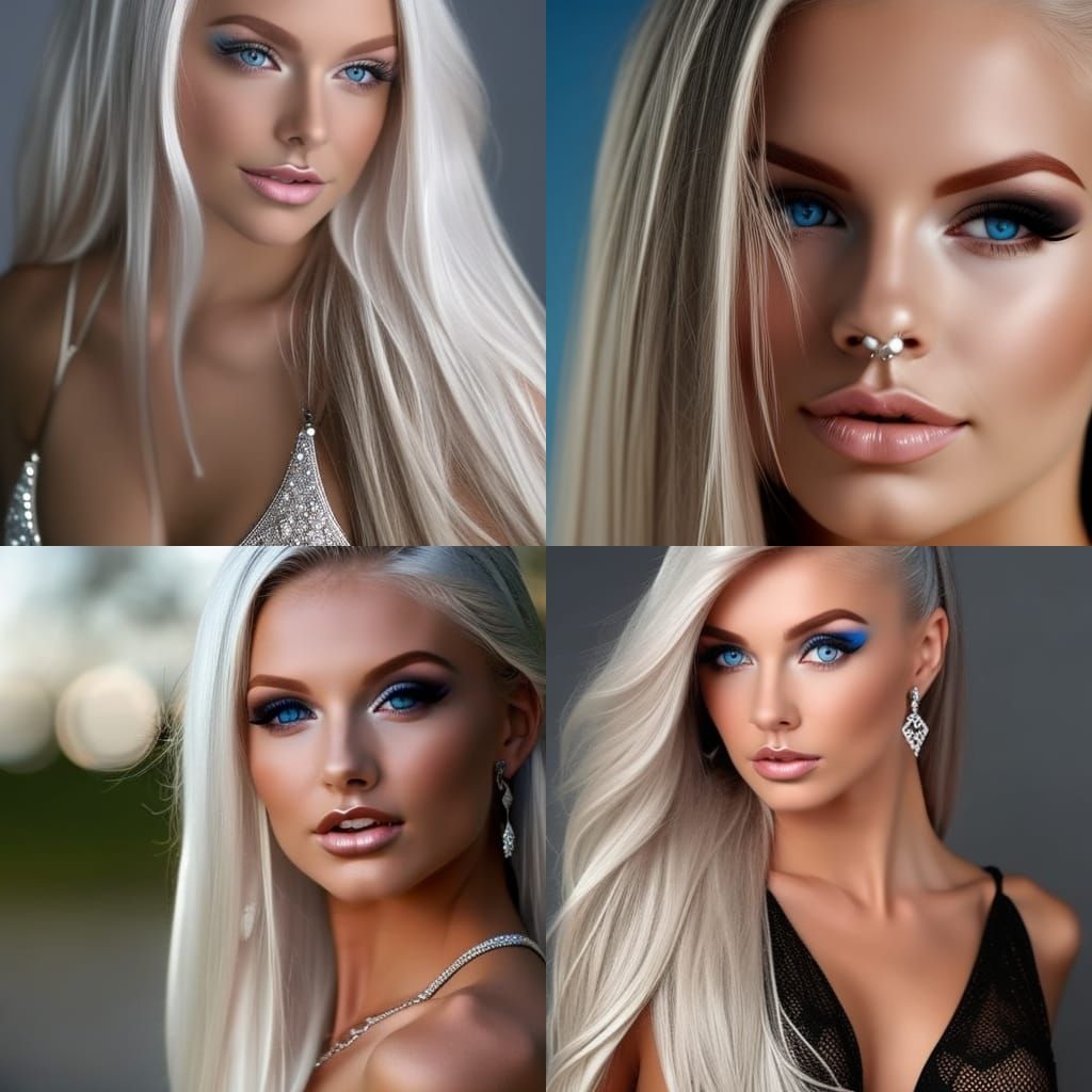 female, slender, nose freckles, sparkling blue eyes, tiny he...