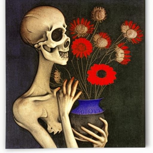 Vampire's lovely flowers in skull vase 
By Filippo Lippi and...