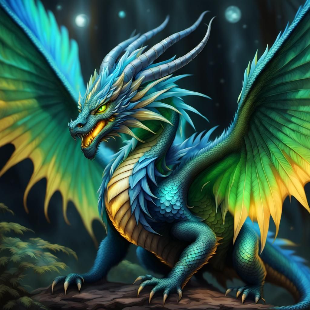 Iridene the aurora dragon - AI Generated Artwork - NightCafe Creator