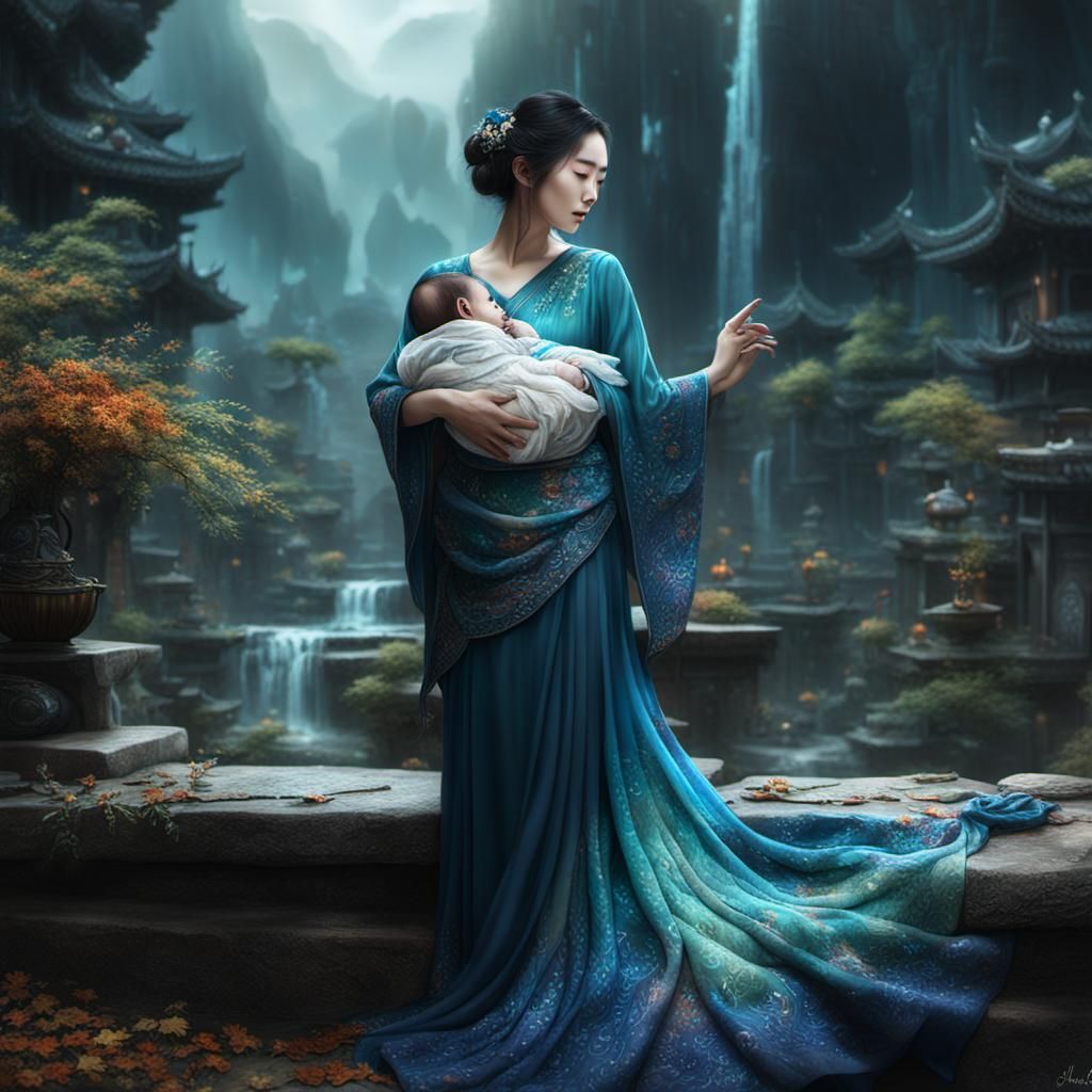 Breastfeeding Mother in Detailed Matte Painting