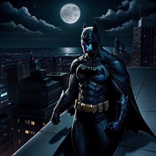 Batman, rooftop, moonlight, romanticism, comics - AI Generated Artwork ...