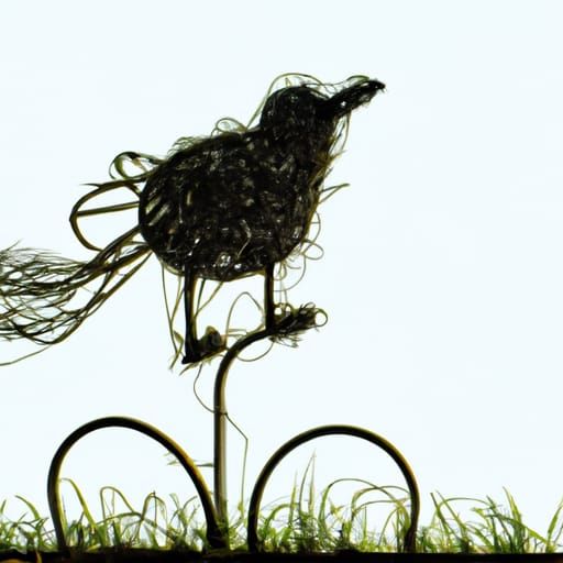 grass made of wires with bird tangled in wires