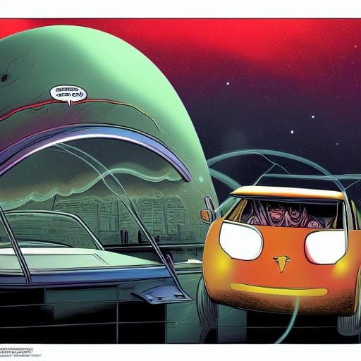 Burger in Tesla space car
