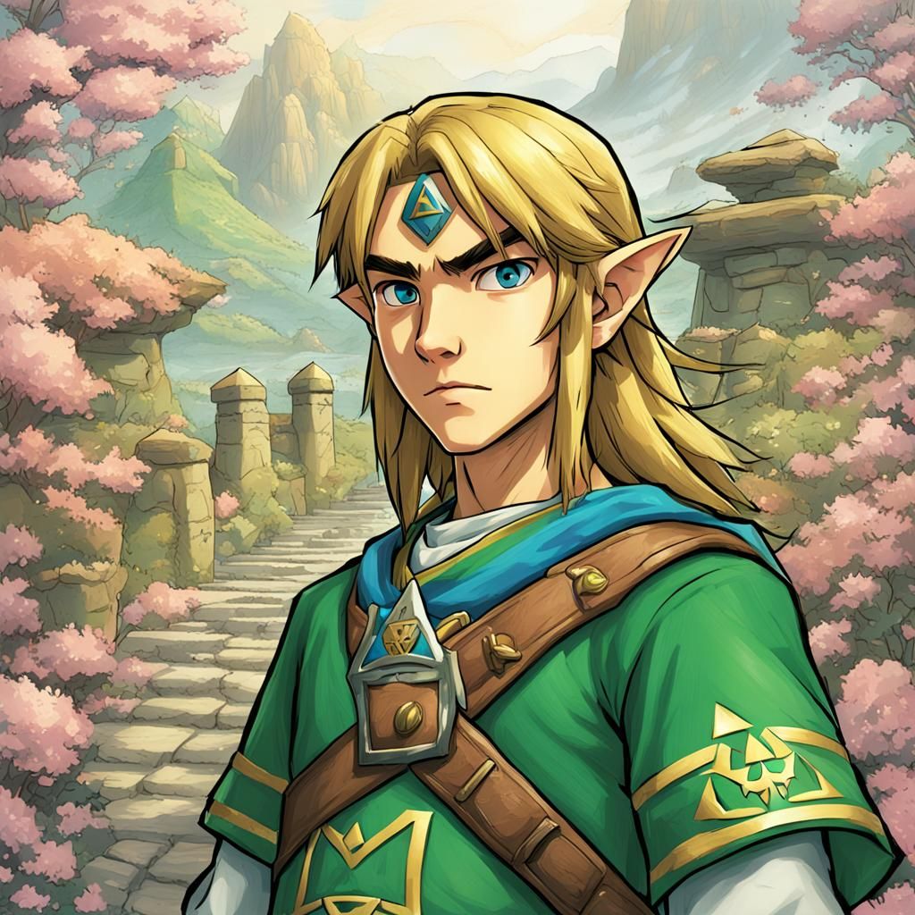 comic::lin in front::legend of zelda:::pastel:: beautiful:: ...