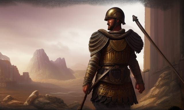 Roman soldier preparing for battle - AI Generated Artwork - NightCafe