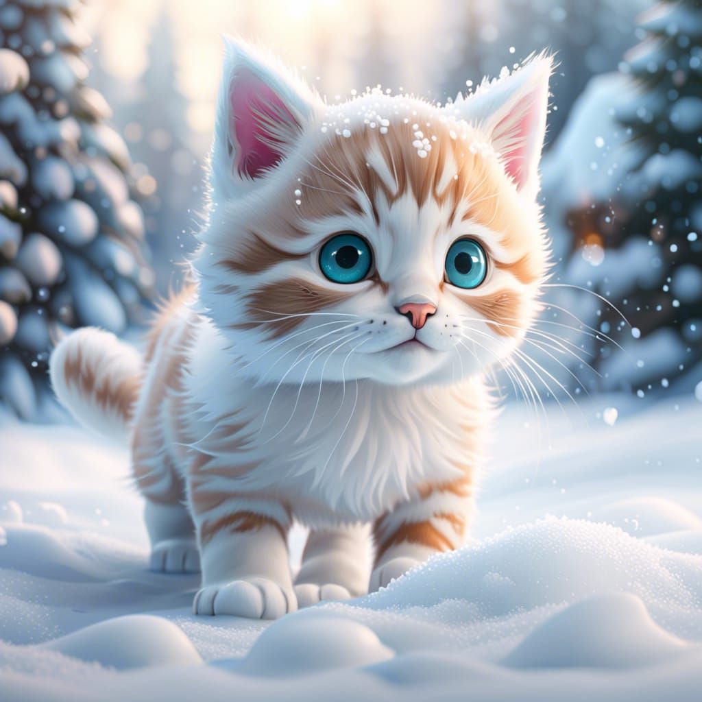 Kitten in the snow AI Generated Artwork NightCafe Creator
