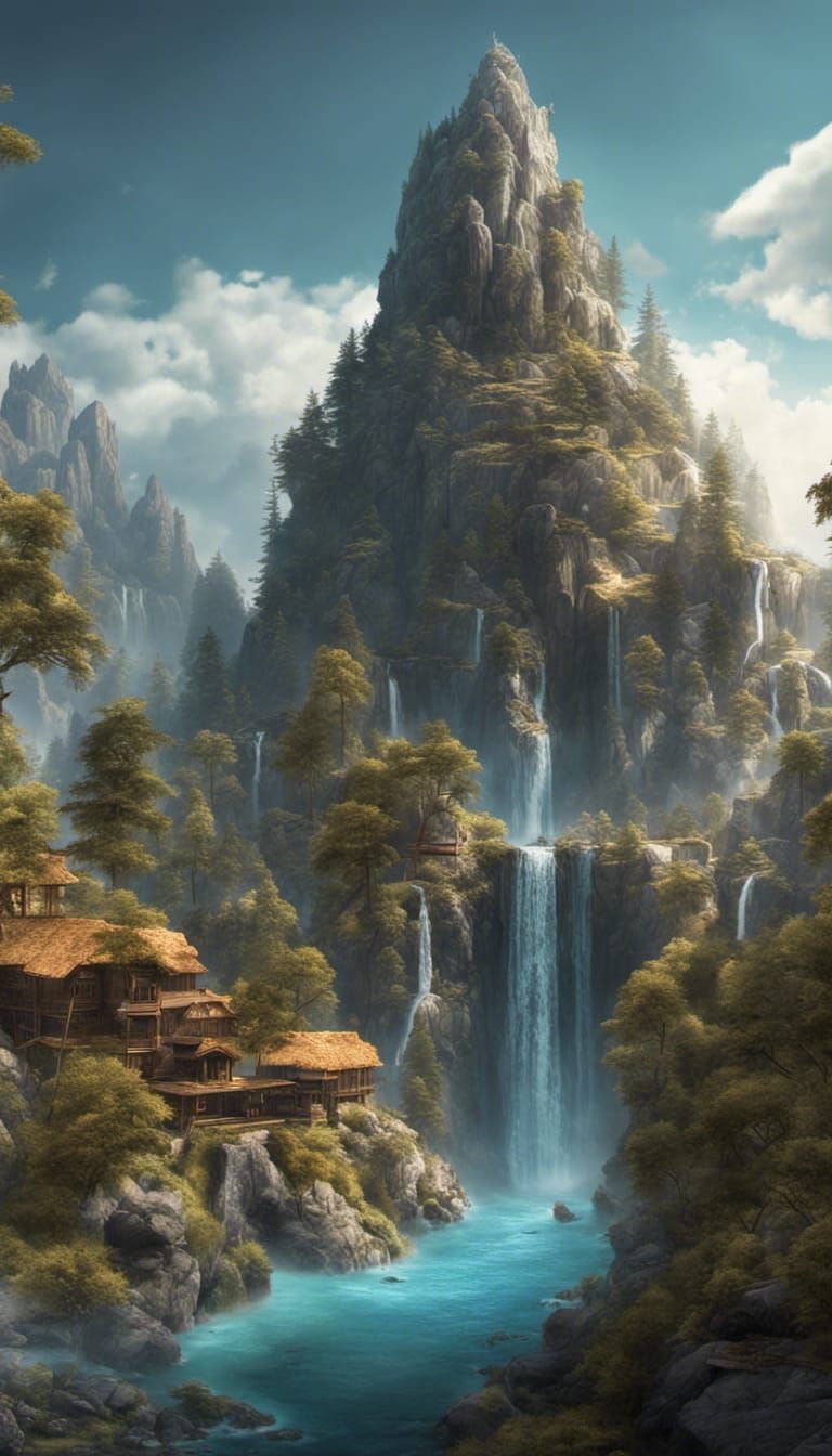 Majestic waterfall,mountain - AI Generated Artwork - NightCafe Creator