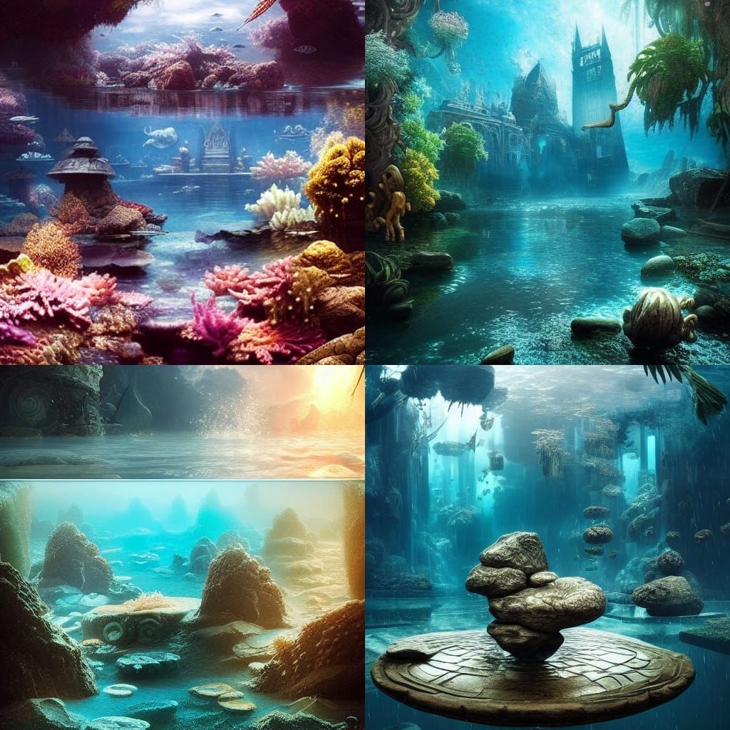 a magic stone under the water - AI Generated Artwork - NightCafe Creator