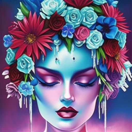 Flower ice woman - AI Generated Artwork - NightCafe Creator