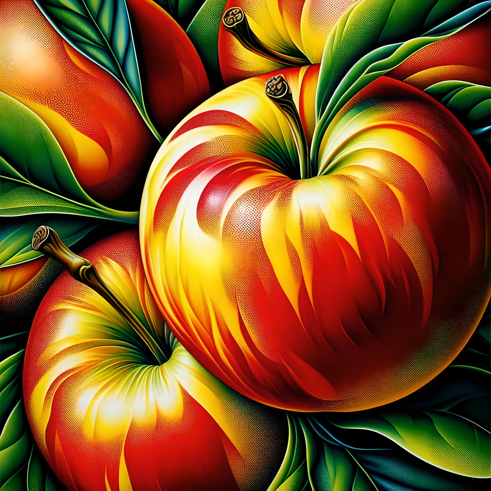 Apple a day in the art style of O'Keeffe