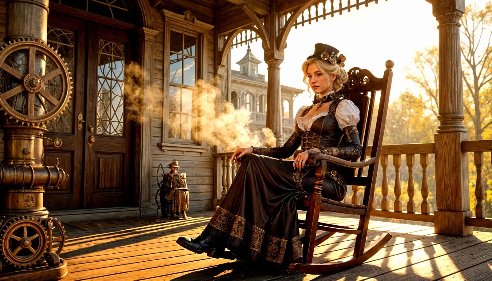 An old wooden rocking chair on the porch ...  by @The forest princess