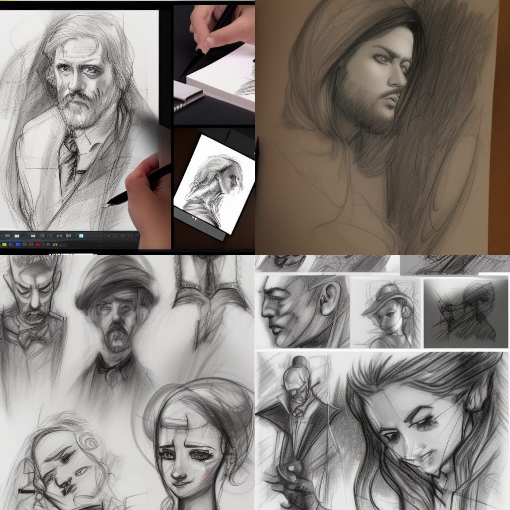 Sketching of a sketch artist sketching