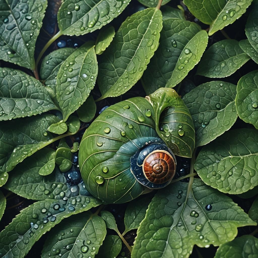 Snail Sleeping at Noon: Hyper-Realistic Digital Art
