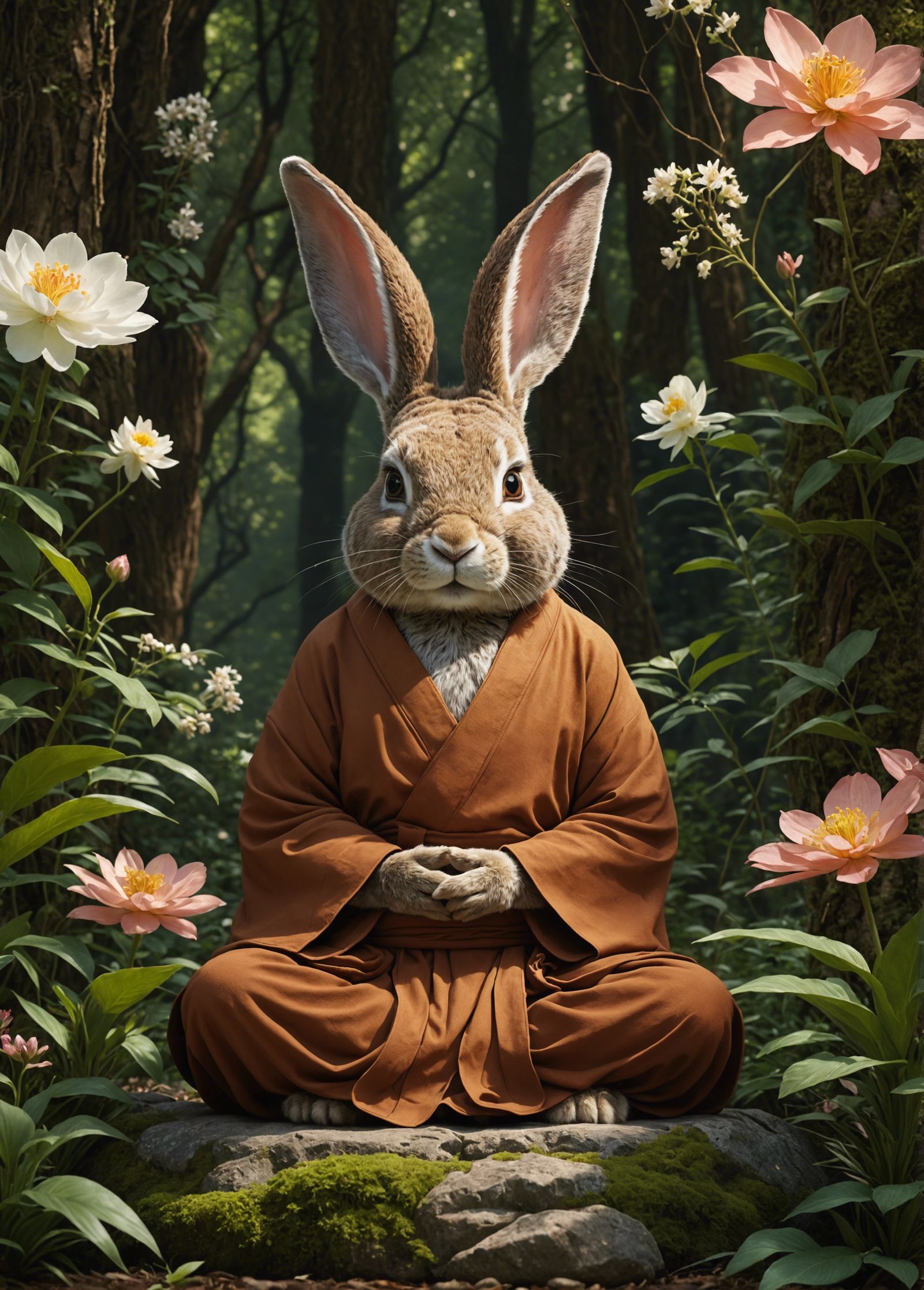 Meditating Rabbit (Creative Upscale 100%)