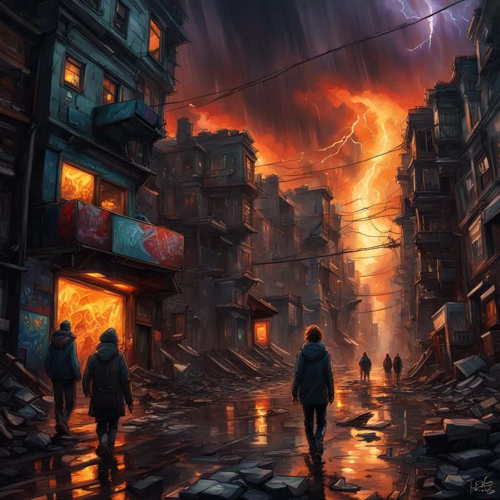 Spectacular stormy skies above and I'm walking through chaos...