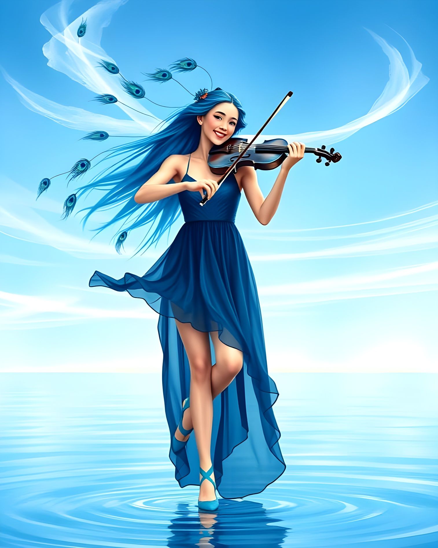 Electric Blue Violinist  by @Gary Murakami