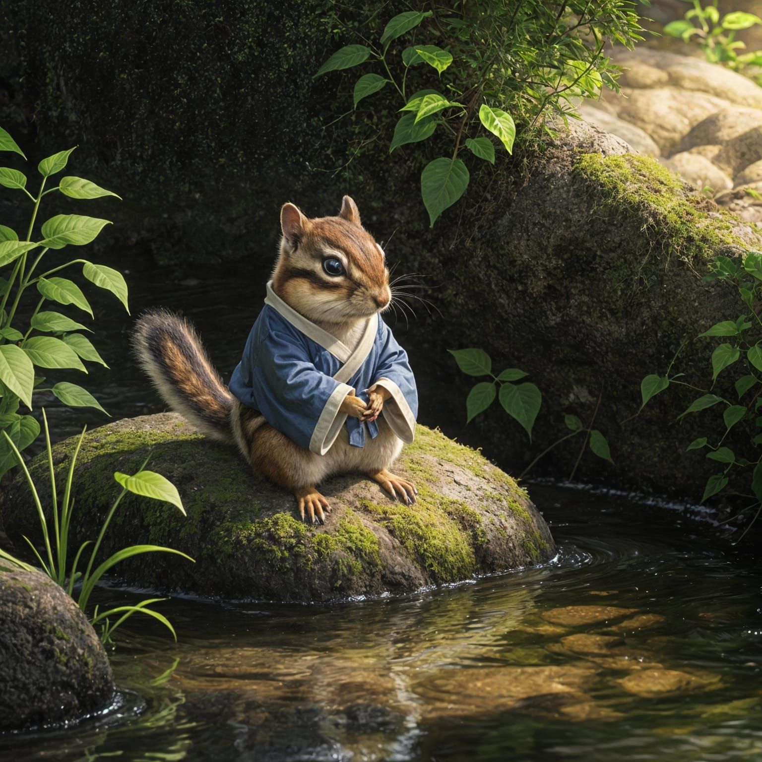 Taoist Chipmunk Contemplating the Watercourse Way  by @Antinomy