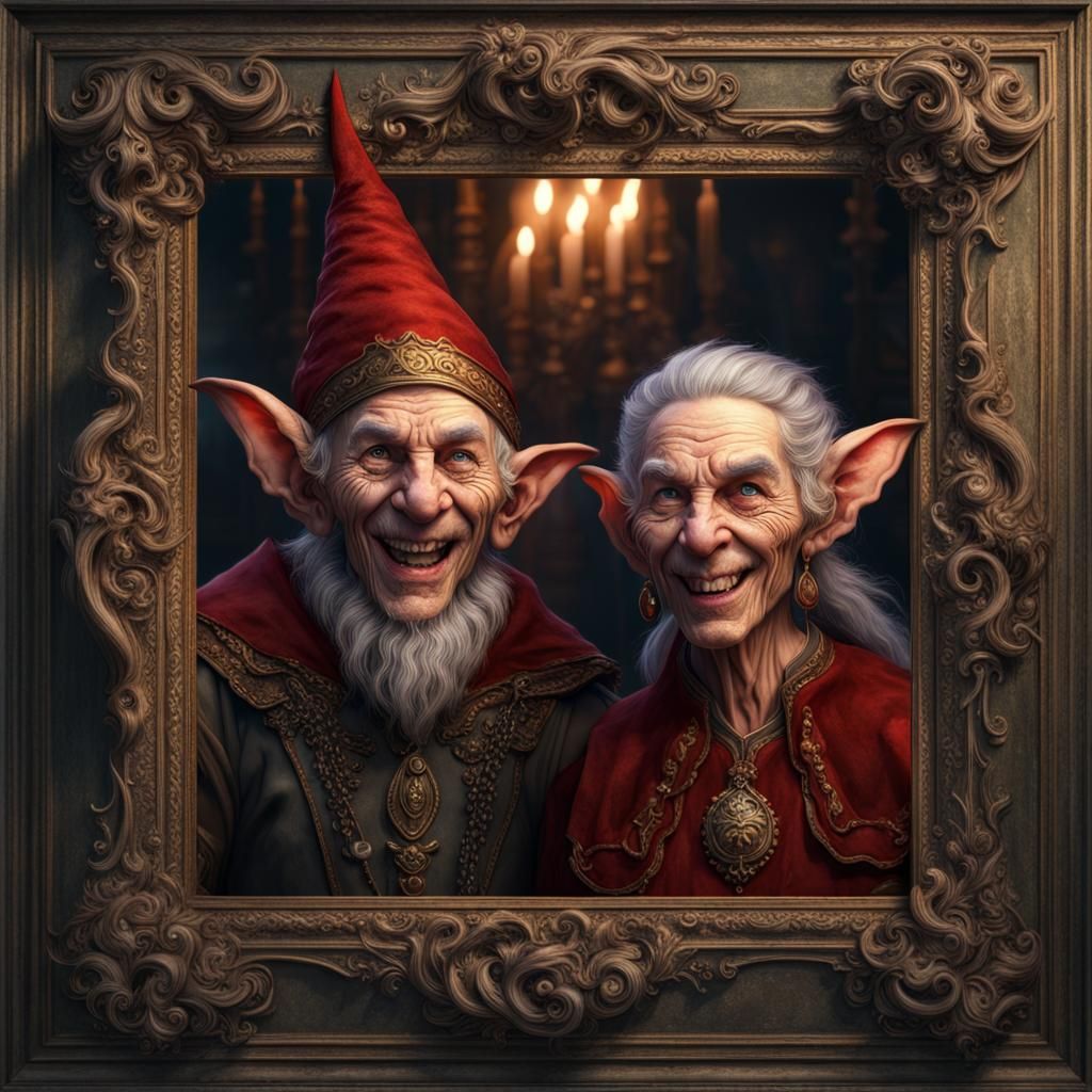 old elf couple portrait  by @Mona