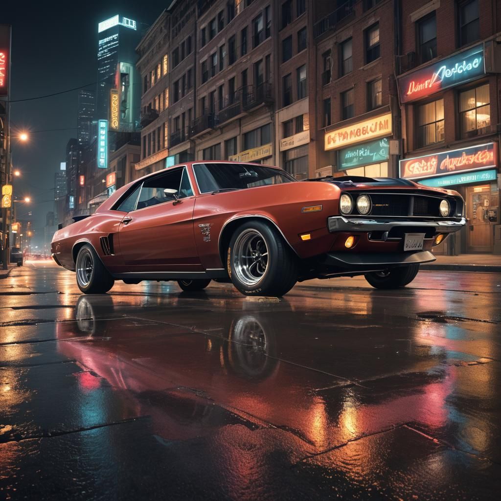 Hyperrealistic muscle car with 2 front doors and short back ...