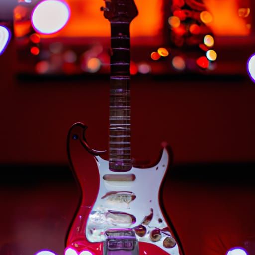 Skeleton Stratocaster red hue, hyper realistic