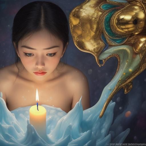 Surreal Dragon Overlooks Earth in Candlelight