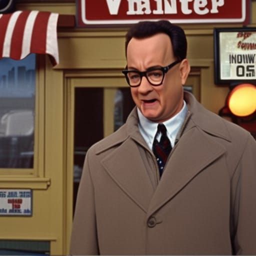 Tom Hanks as weatherman Phil Connors on Groundhog Day, Punxsutawney