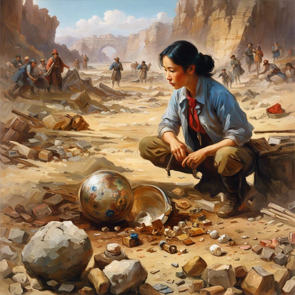 Archeologist working at the dig site  by @Magdalene