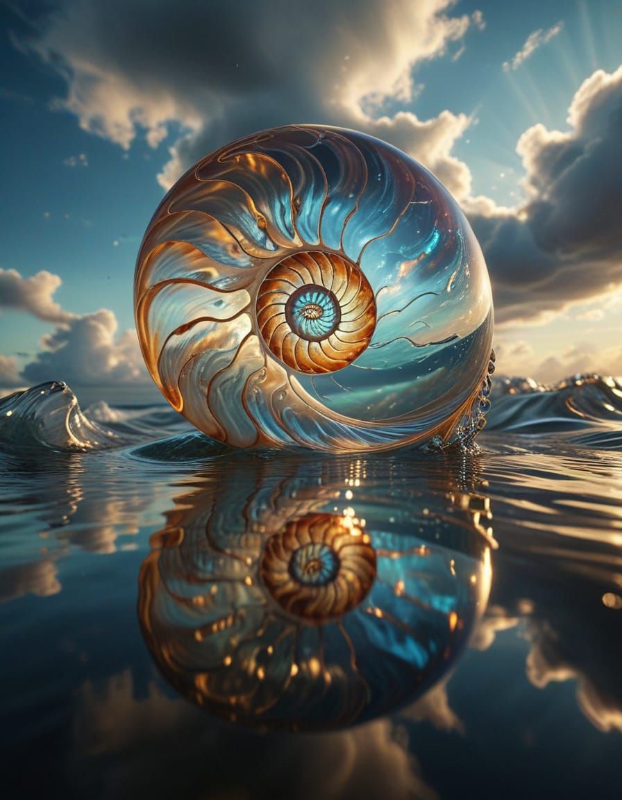 Ethereal Nautilus Shell in Dreamlike Atmosphere