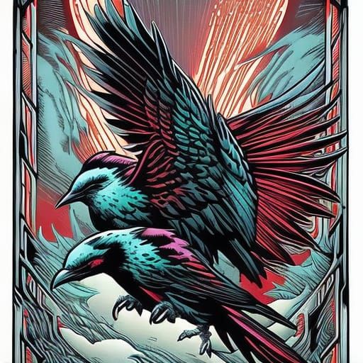 SDXL Ink splash color Raven