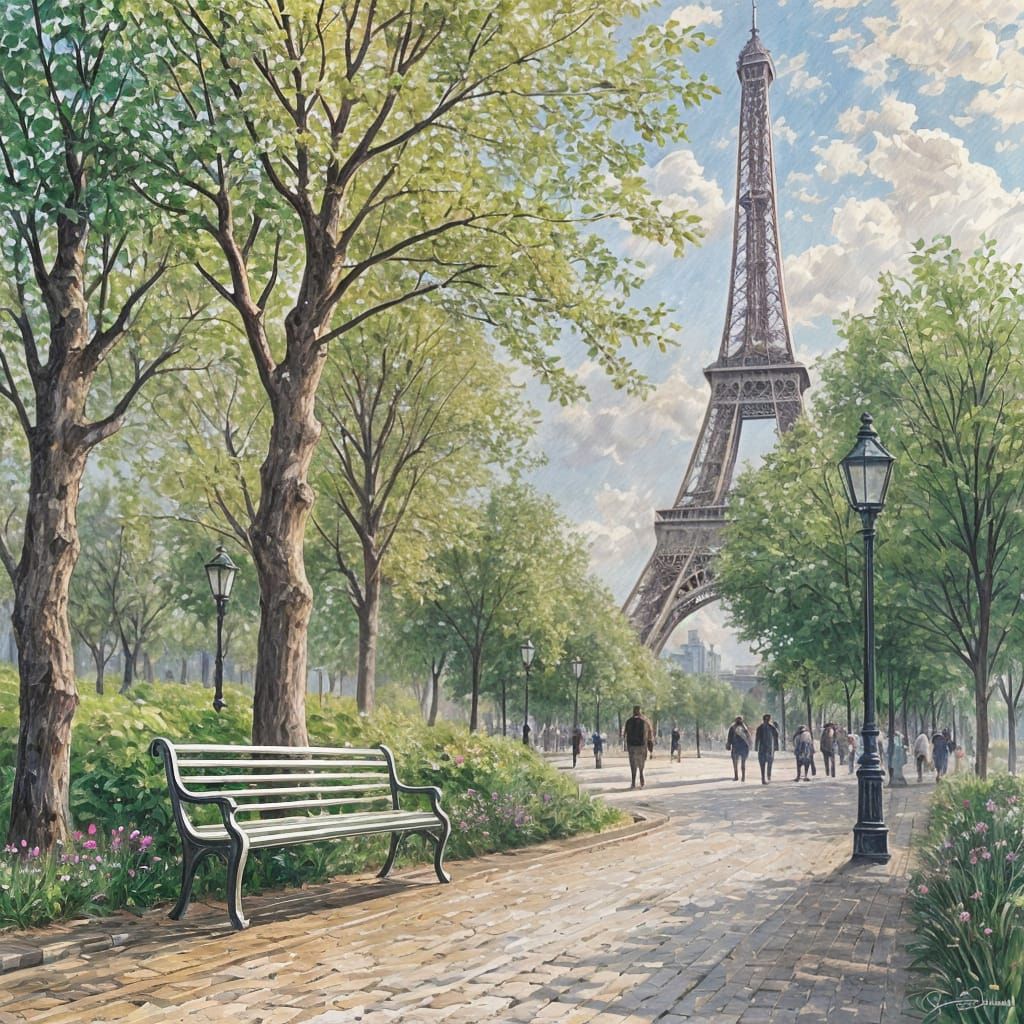 Eiffel Tower: Impressionist Champs Elysees Painting