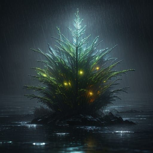 Concept Art Raindrops with Dramatic Lighting