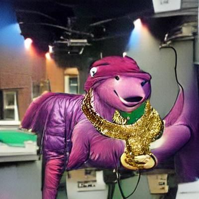 Barney the dinosaur retired to pursue a career in hip hop we...