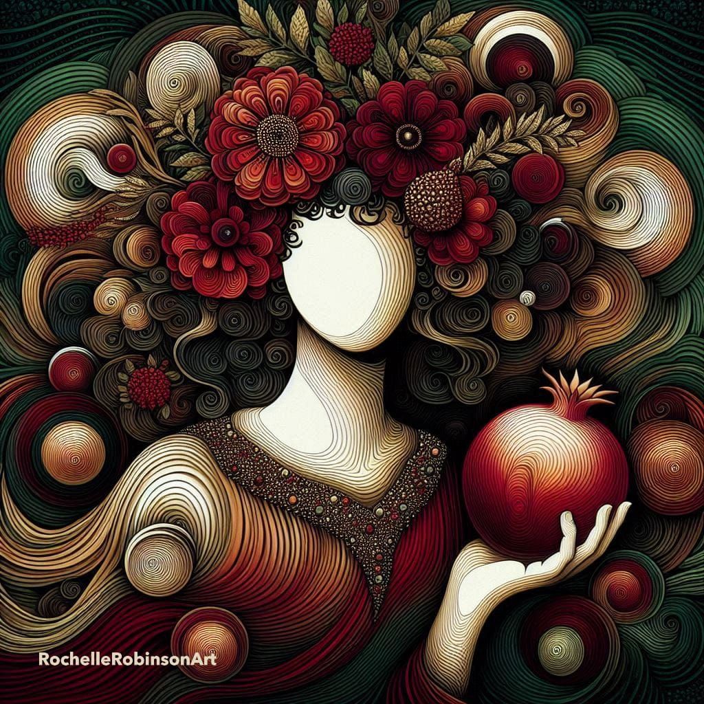 A Woman Holding A Pomegranate