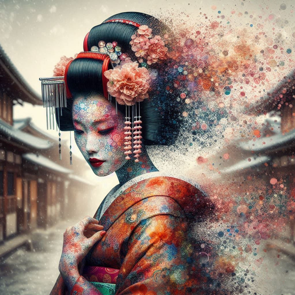 double exposure beautiful fantasy DALL-E 3 portrait landscap...