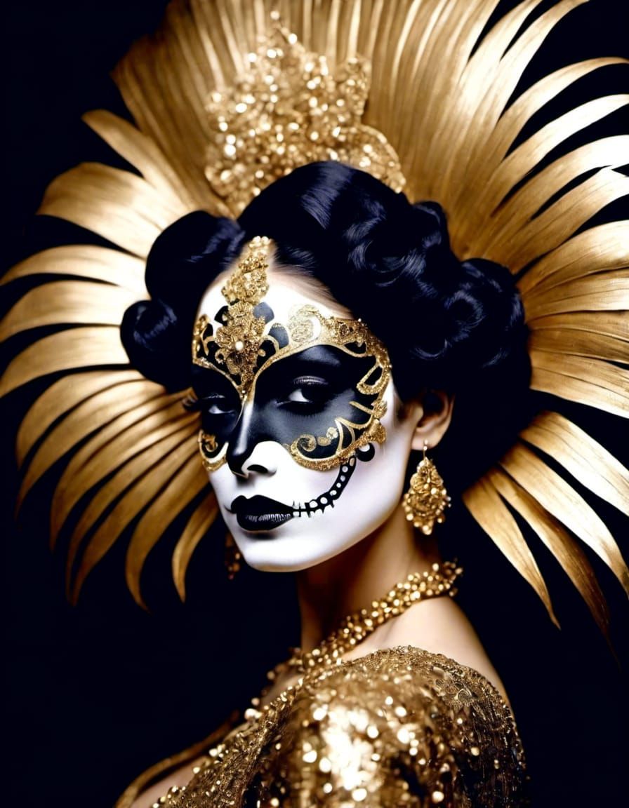 Dia de los Muertos make up, Woman Three dimensional psychedelic Gilded ...