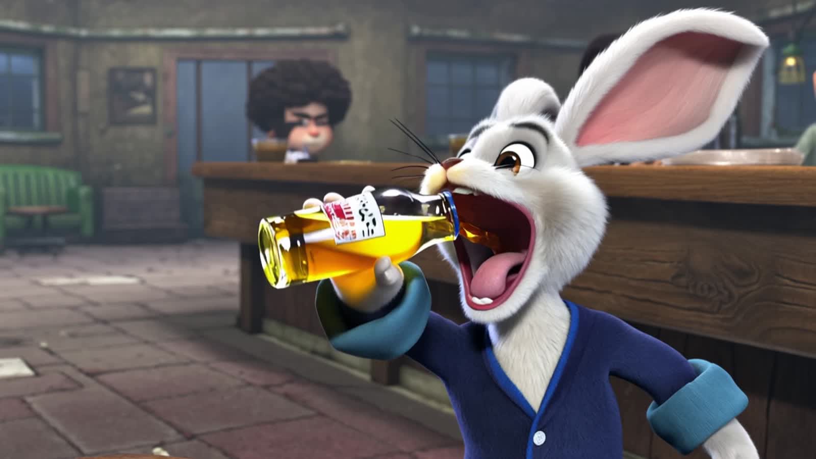 Mr. Bun Bun chugs a beer then has a psychotic episode