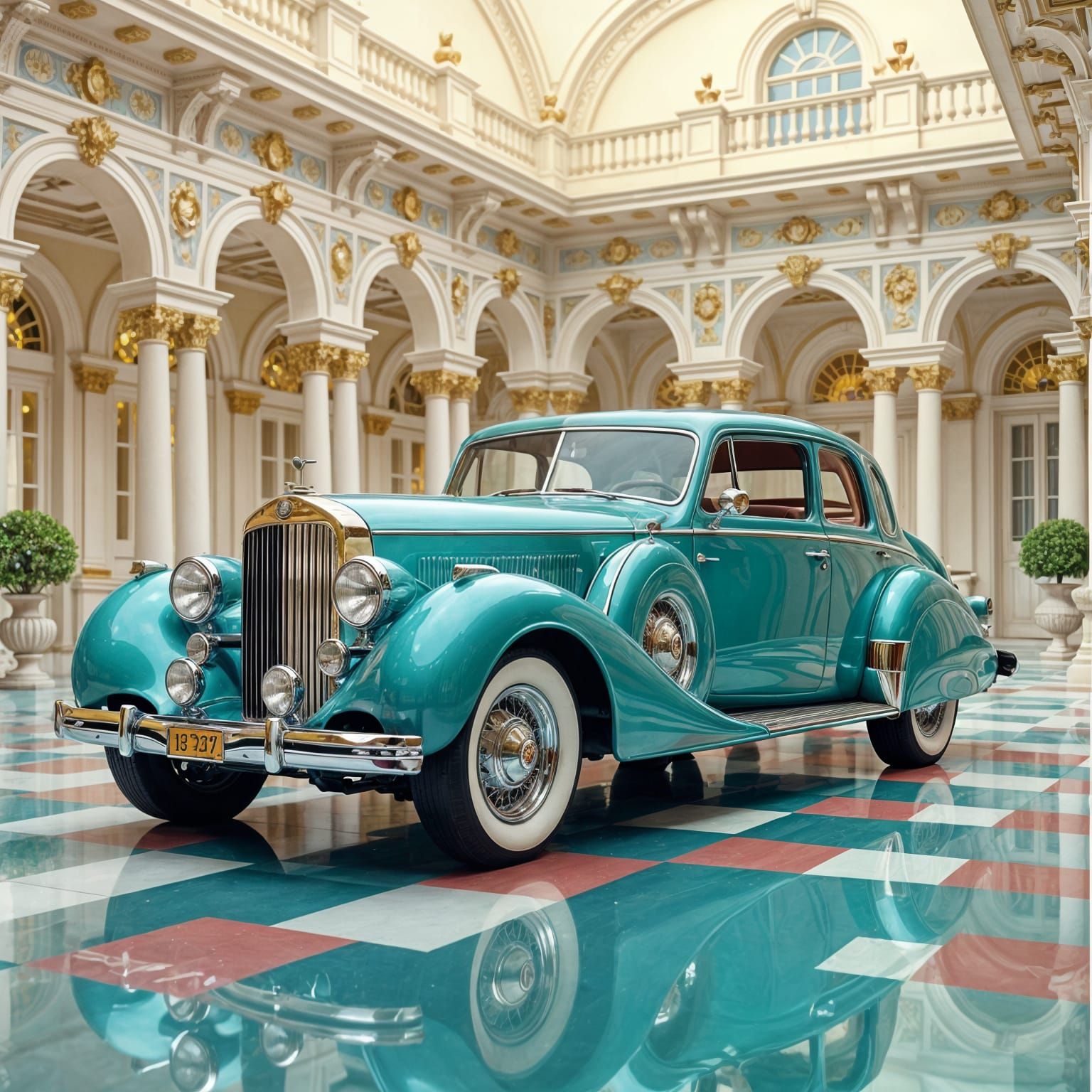 an elegant vintage-style luxurious car  by @EHACKMANN 