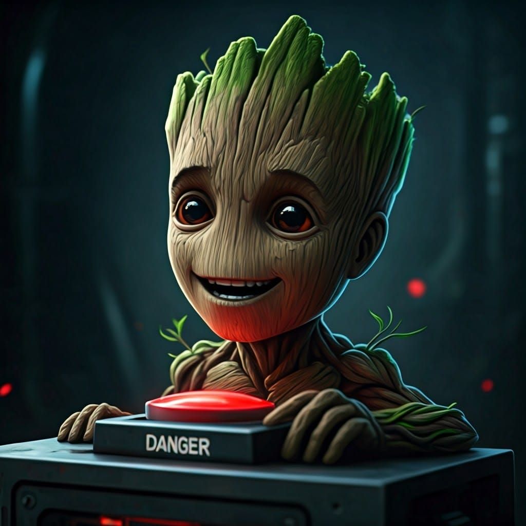 Groot about to make things i-n-t-e-r-e-s-t-i-n-g ....  by @Katie May