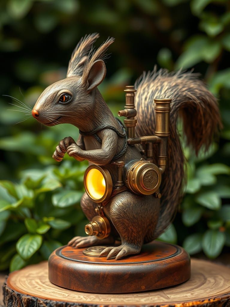 Steam-Powered Mechanical Squirrel - Whimsical Steampunk Squi...