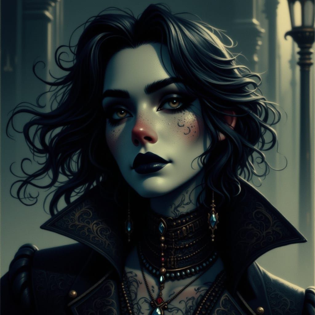 Gothic Jack Skellington Portrait in Hyperrealistic Style