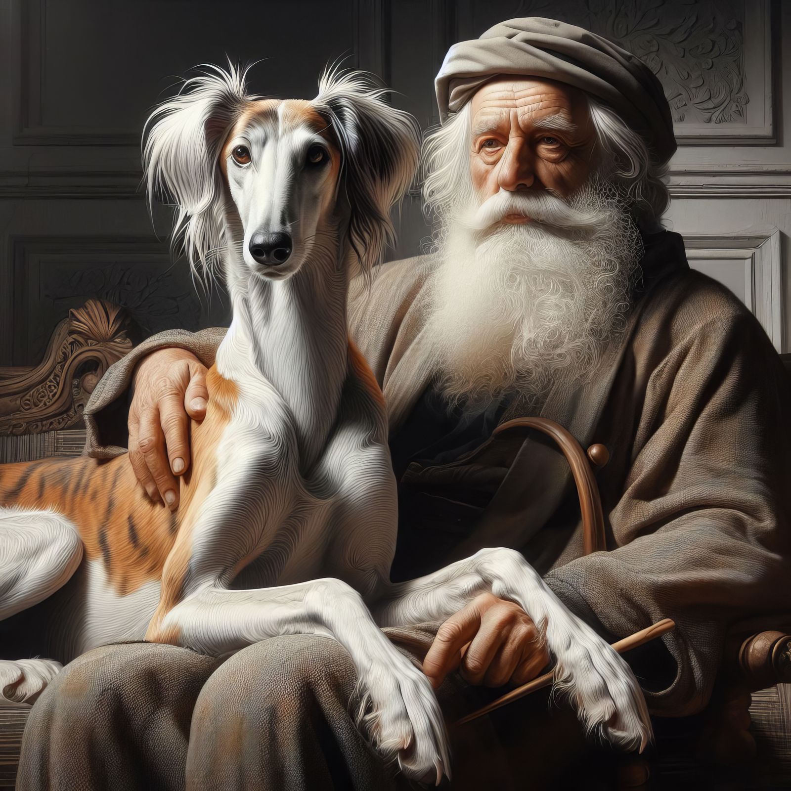 The old Man and the Saluki
