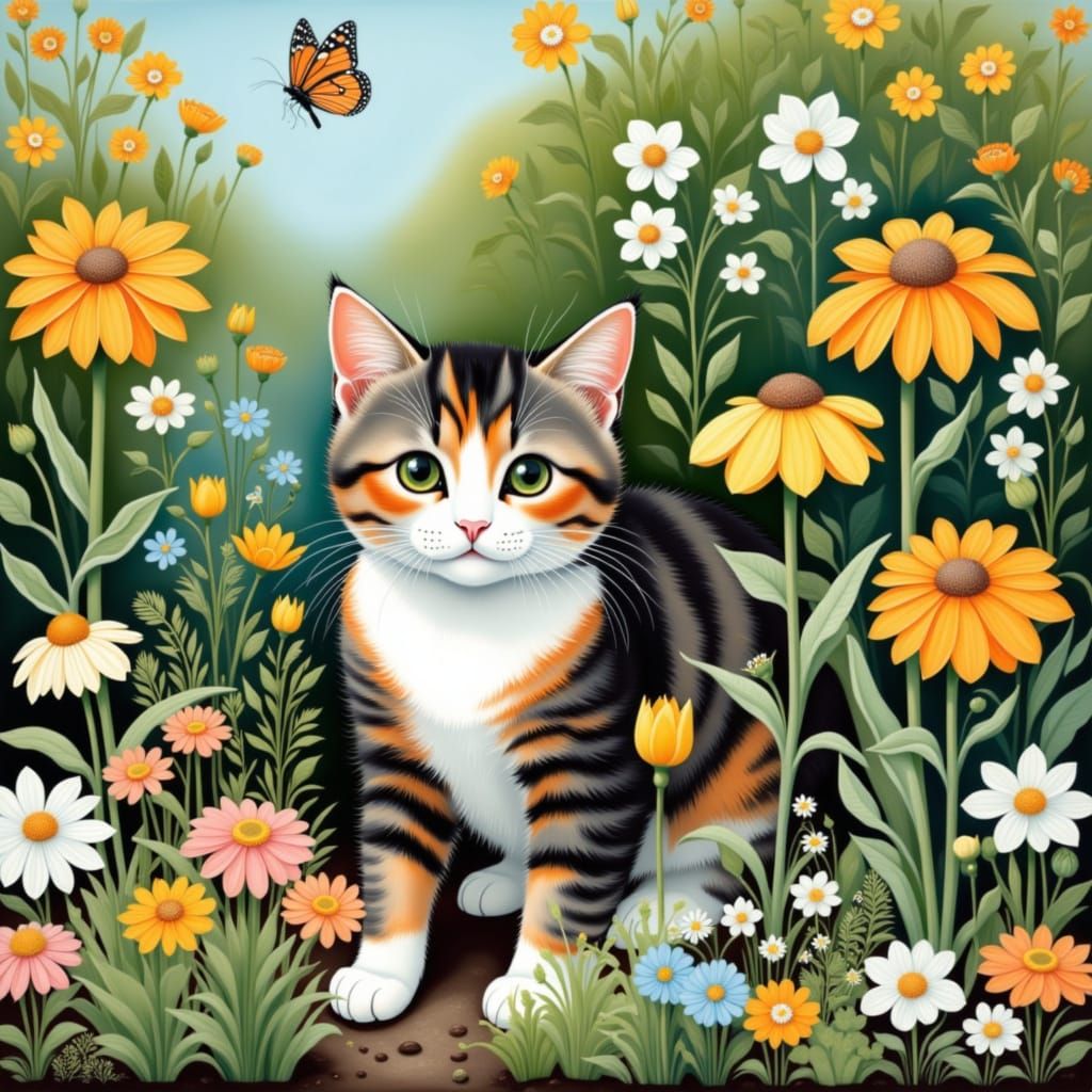 cat in a garden <lora:Scandi:1.0>
