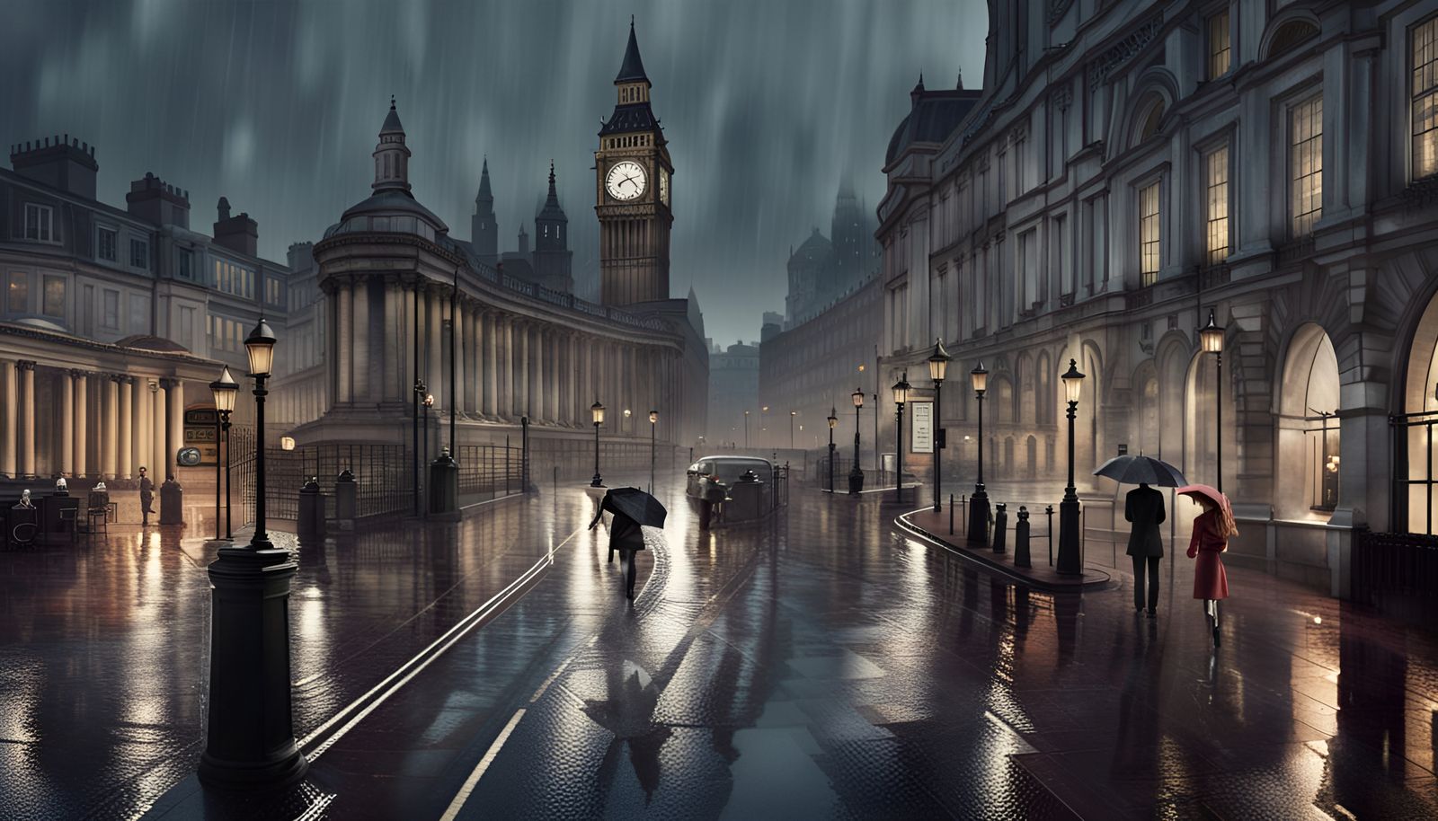 Rainy London #01 - AI Generated Artwork - NightCafe Creator