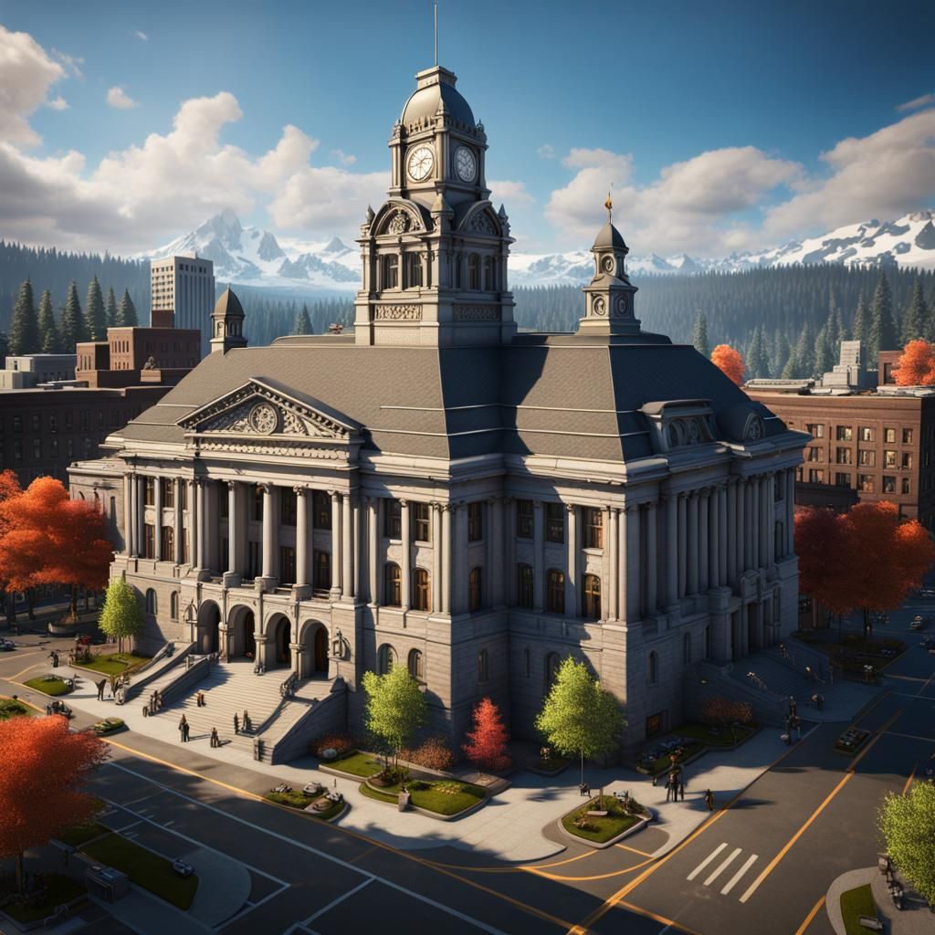 Evergreen City Hall AI Generated Artwork NightCafe Creator