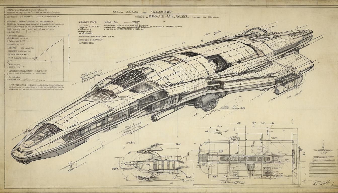 Patent, Elongated Starship, blueprints,drawing