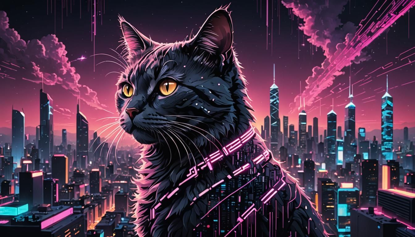 Synthwave Cat  by @Joe Garcia